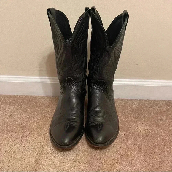 Laredo Western Boots Mens Hawk Stitched Snip Toe 11 1/2 D Black 7020 - Picture 13 of 16